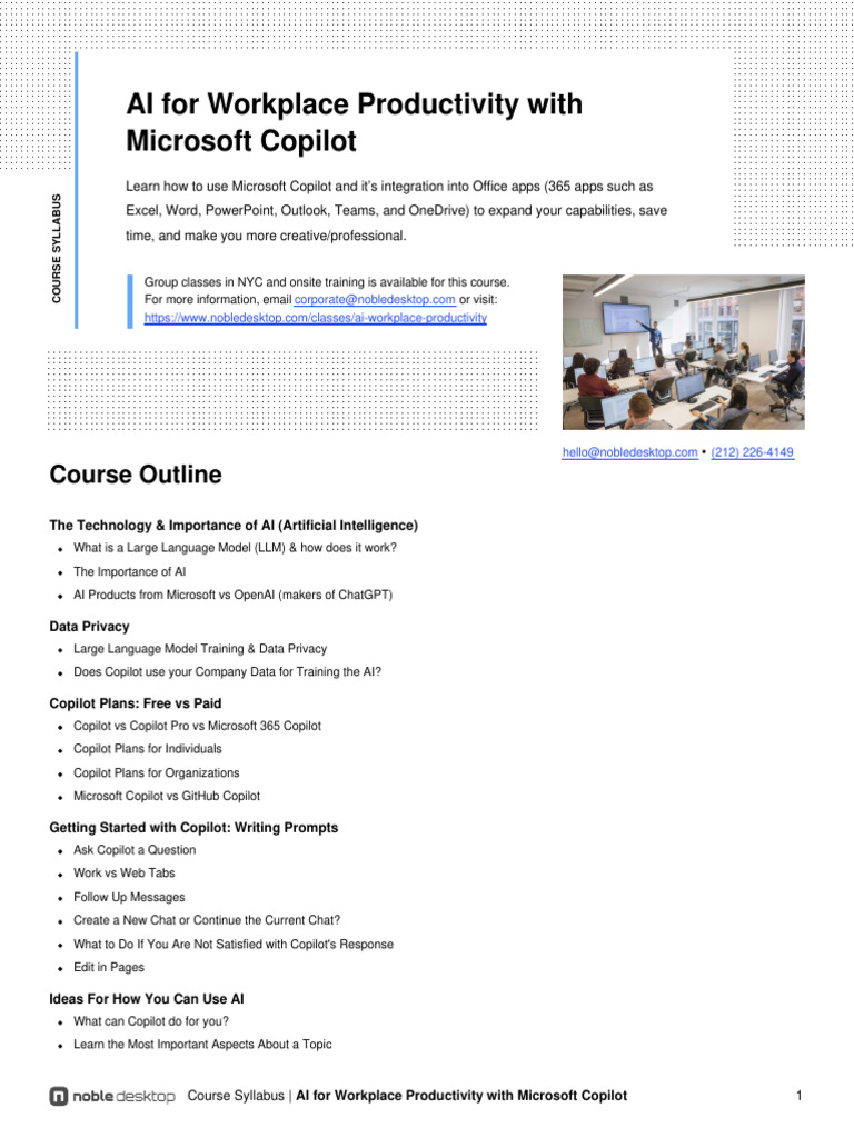 Ai For Workplace Productivity With Microsoft Copilot Syllabus | PDF ...