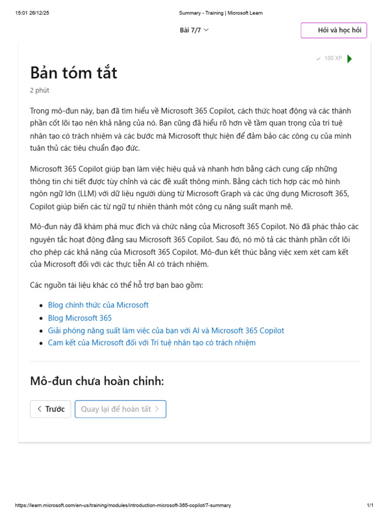 Summary - Training - Microsoft Learn | PDF