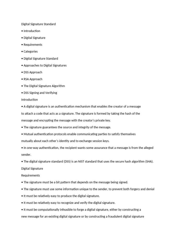 Digital Signature Standard Overview | PDF | Public Key Cryptography ...
