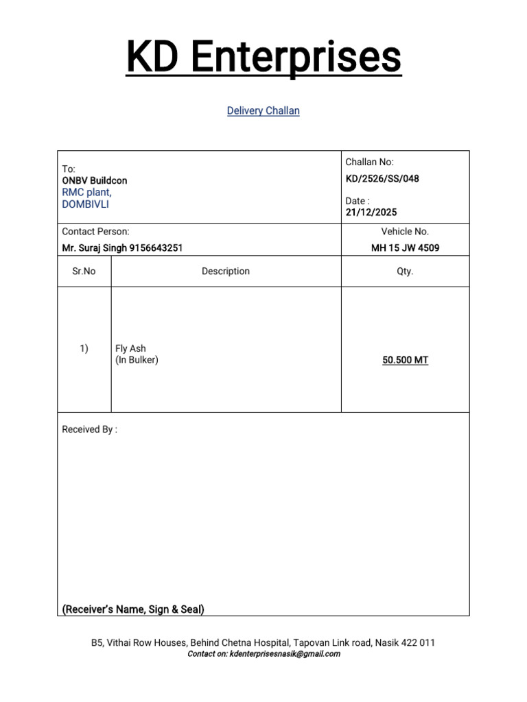 DC & TC For Onbv Dombivli-2 | PDF