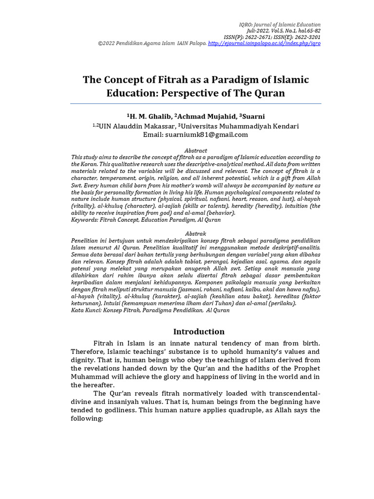Fitrah in Islamic Education Paradigm | PDF | God In Islam | Tawhid