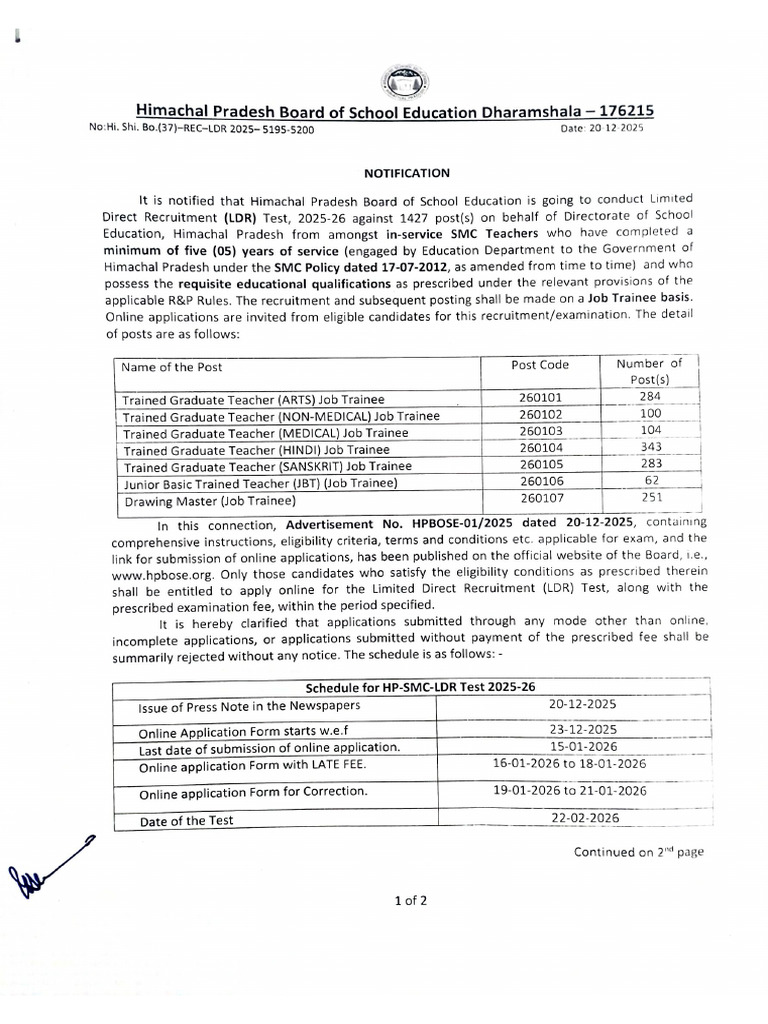 LDR Notification - 1 | PDF