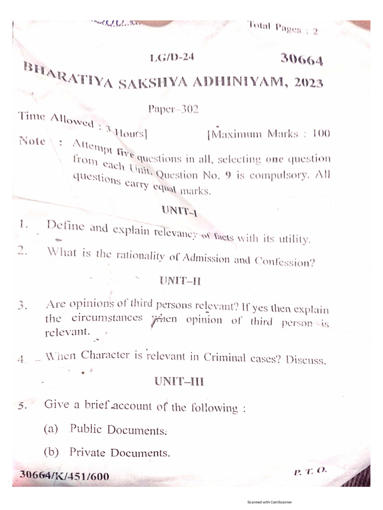 2024-25 3rd Sem Question Paper | PDF