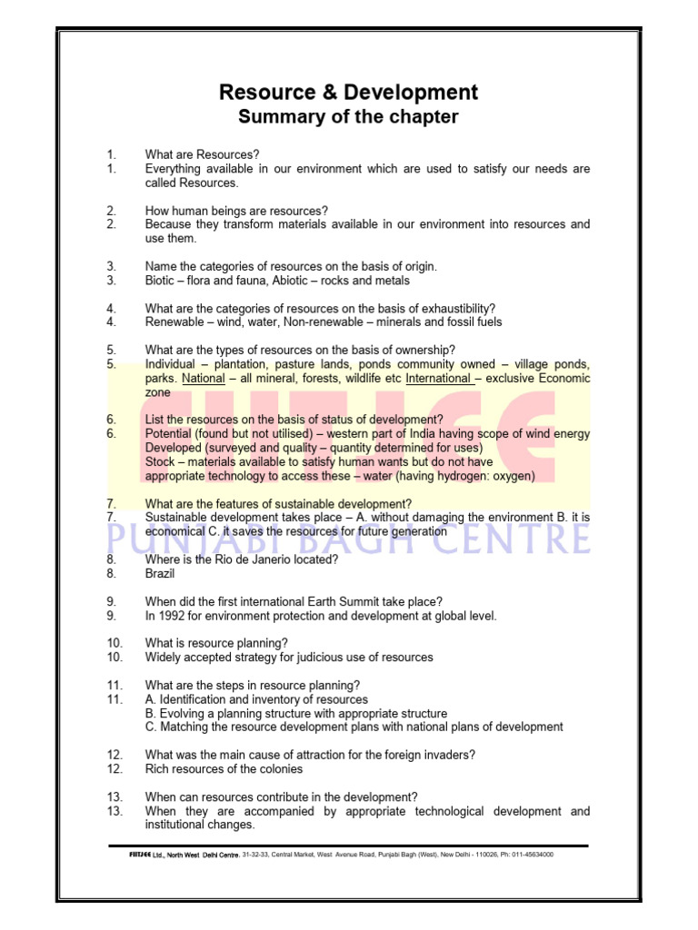 1-Resources & Development - Chapter | PDF | Soil | Resource