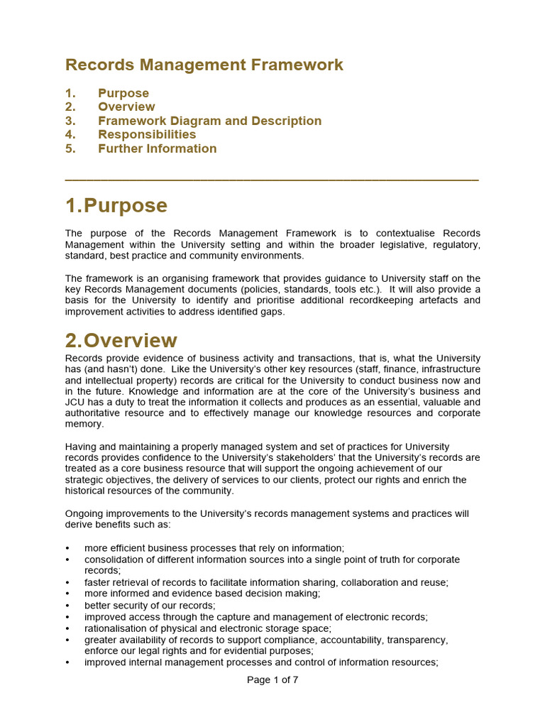 University Records Management Framework | PDF | Records Management ...