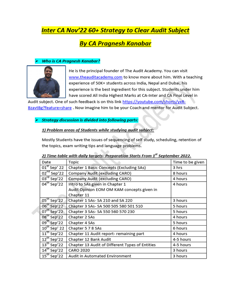 Inter CA Nov'22 Audit Exam Strategy Guide | PDF | Multiple Choice