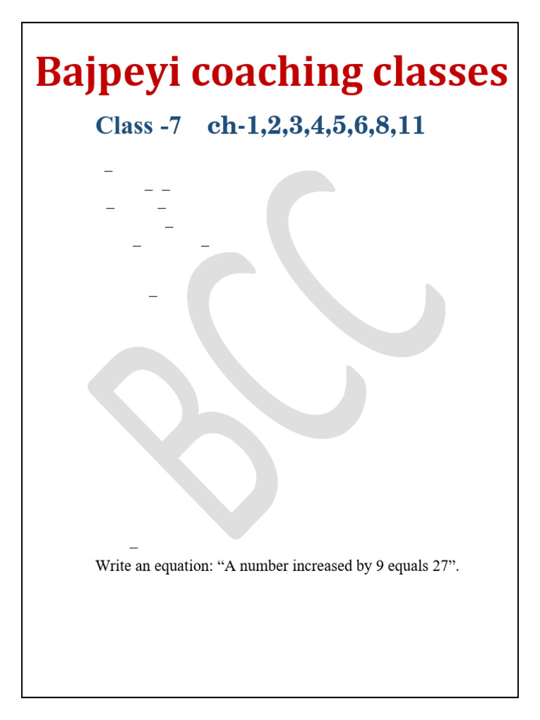 Class 7 Math Problems and Solutions | PDF