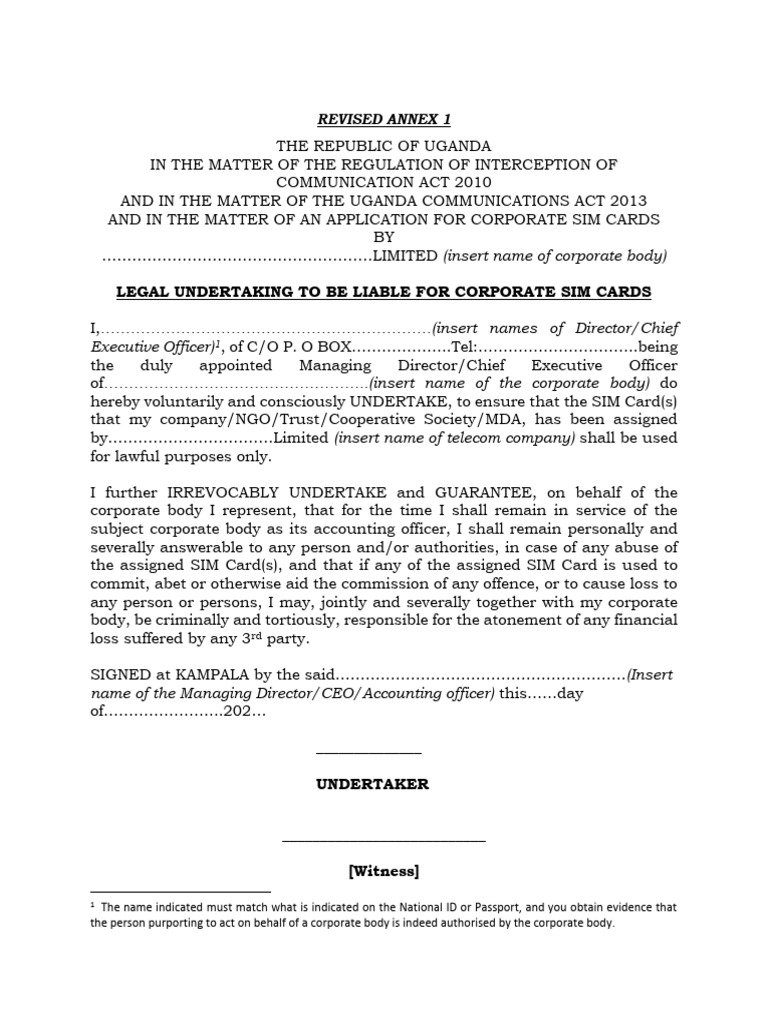 Legal Undertaking REVISED | PDF