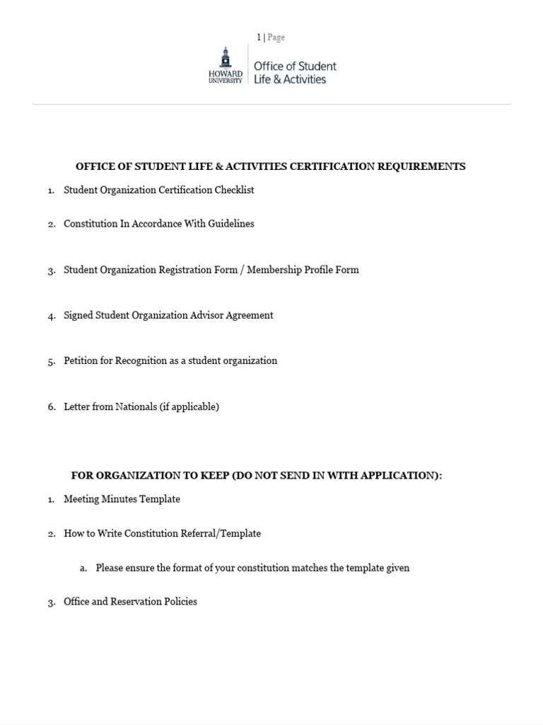 Student Organization Certification Guide | PDF