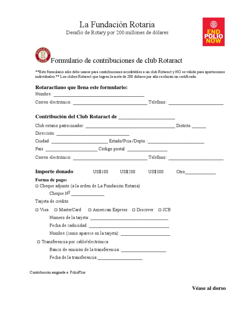 Contribuciones Club Rotaract a Rotary | PDF | Negocios