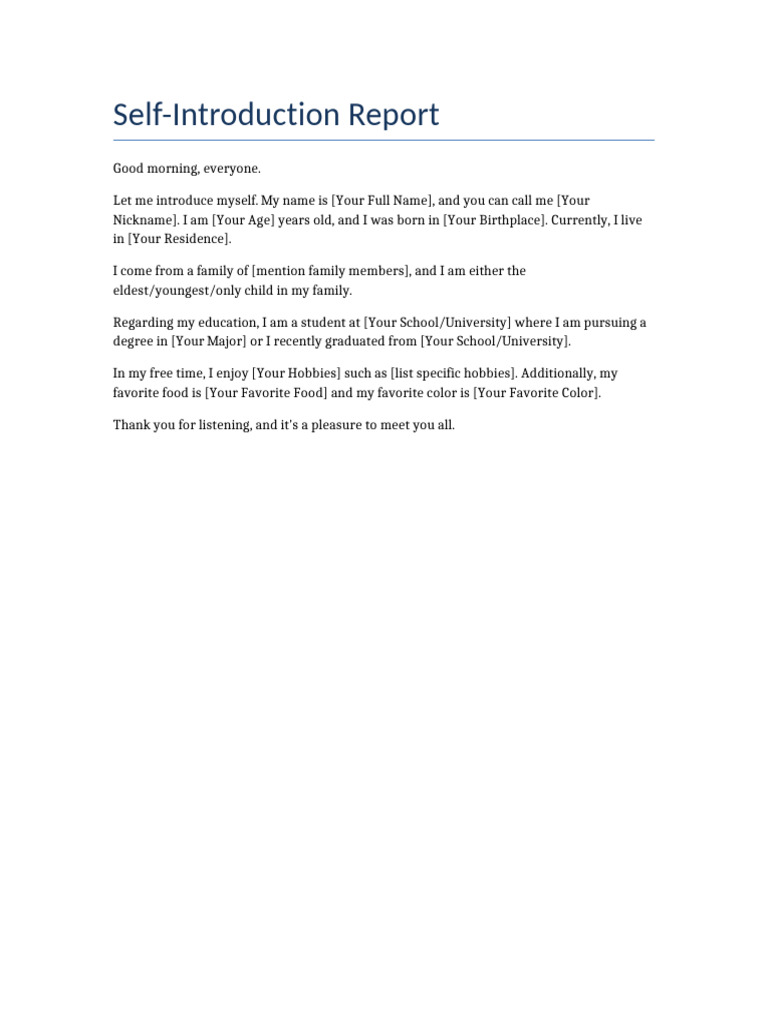 Personal Self-Introduction Overview | PDF