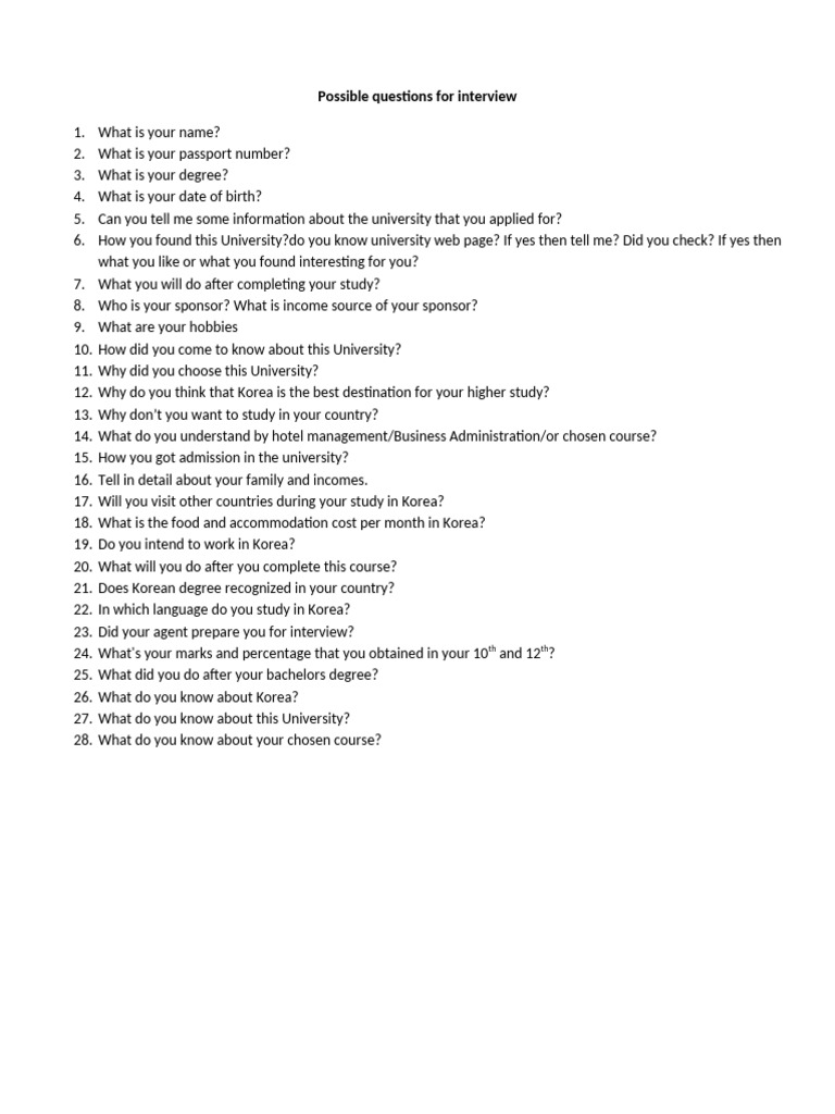 Essential Interview Questions for University Applicants | PDF