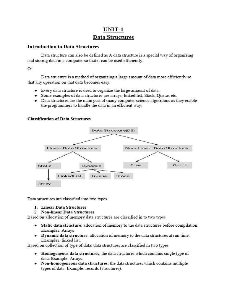 Data Structures Overview and Types | PDF | Data Type | Data Structure