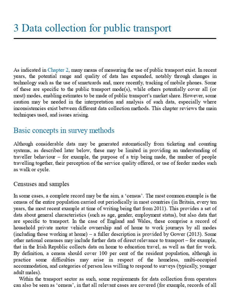 Public Transport Data Collection Methods | PDF | Sampling (Statistics ...