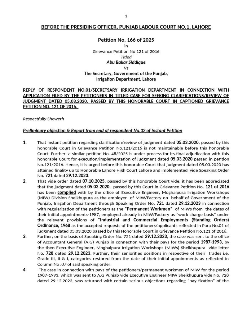 Reply in Abu Bakar - Adv Mian Usnman Rafique-New Petition No.166.25 ...