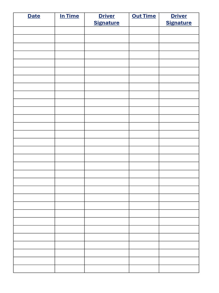 Driver Time Log Template | PDF