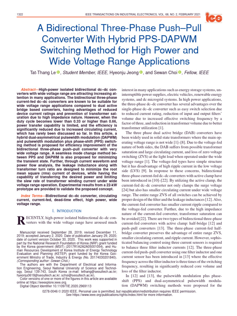Bidirectional Three-Phase Converter Design | PDF | Transformer | Direct ...