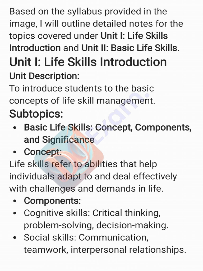 Life Skill Education Notes Du DuExam | PDF