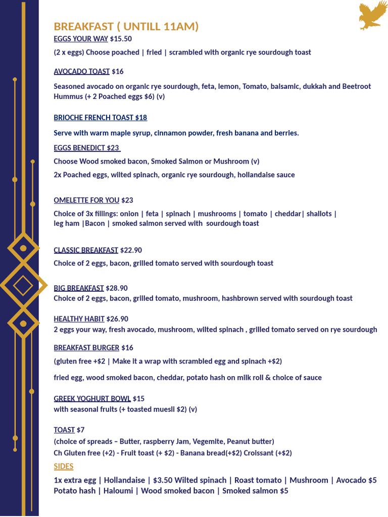 Breakfast and Lunch Menu Highlights | PDF | French Fries | Salad