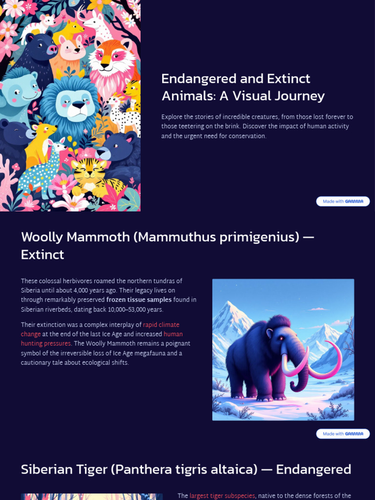 Endangered and Extinct Animals Overview | PDF | Endangered Species ...
