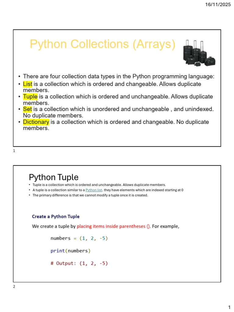Python Collections: Lists, Tuples, Sets, Dictionaries | PDF | Python ...