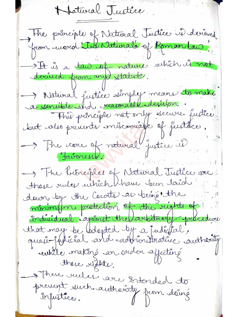 #5 Natural Justice Administration Law Notes@Lawvita | PDF