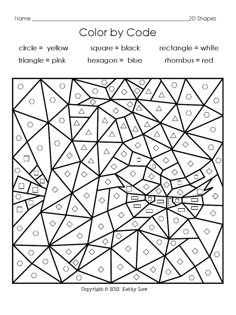 kindergarten math color by coded shapes pdf