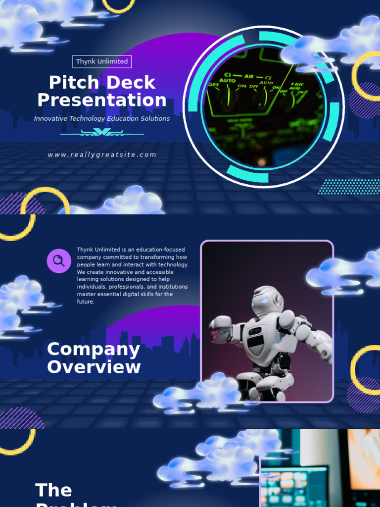 Blue Purple and Gold Modern Technology Pitch Deck Presentation | PDF ...