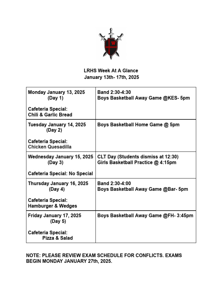 LRHS Week at A Glance | PDF