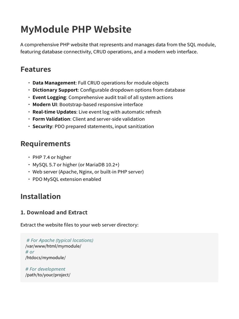 MyModule PHP Website | PDF | Php | Databases