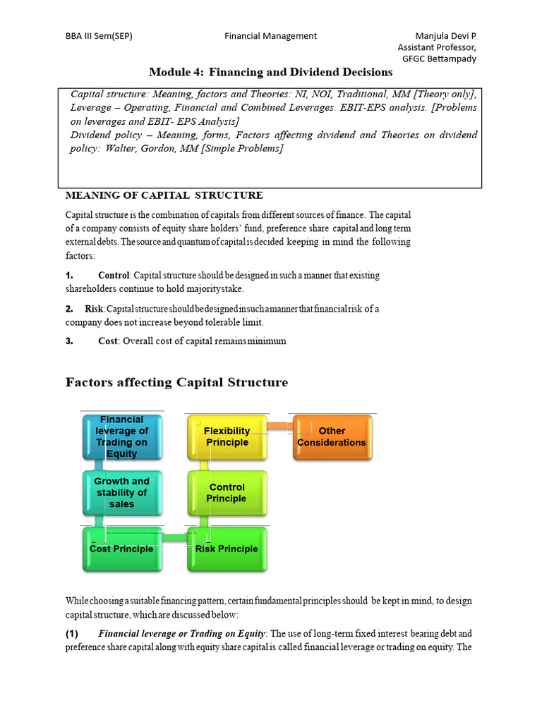 Capital Structure and Dividend Decisions | PDF | Capital Structure ...