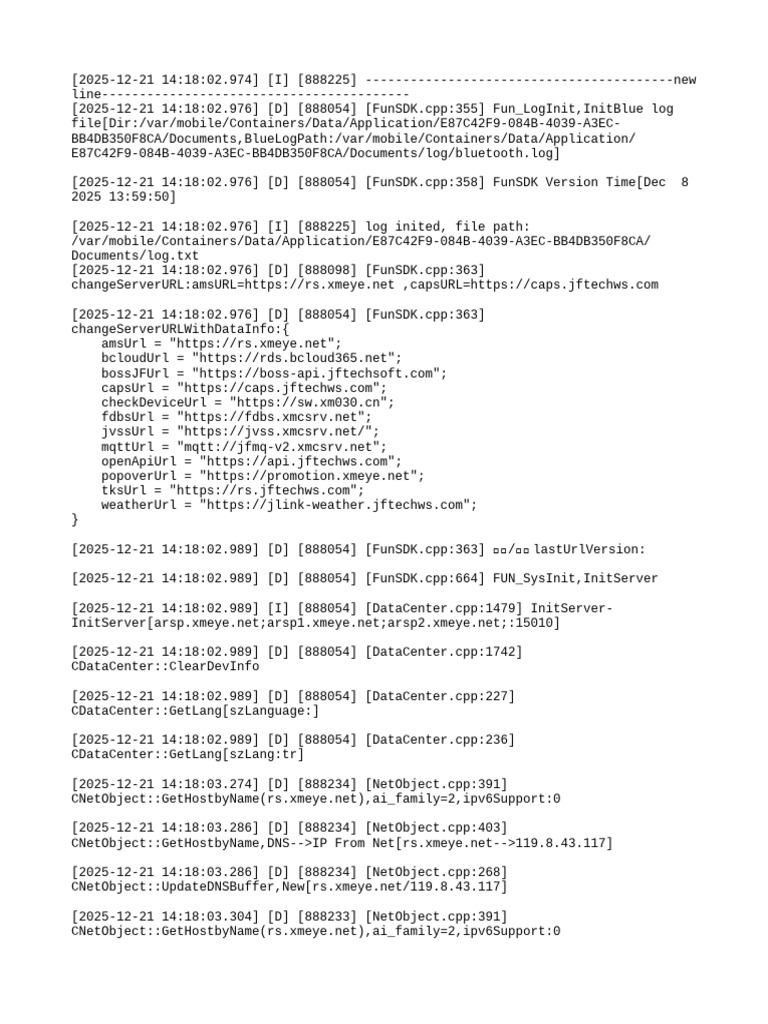 FunSDK Initialization Log Details | PDF | Computing | Network Architecture