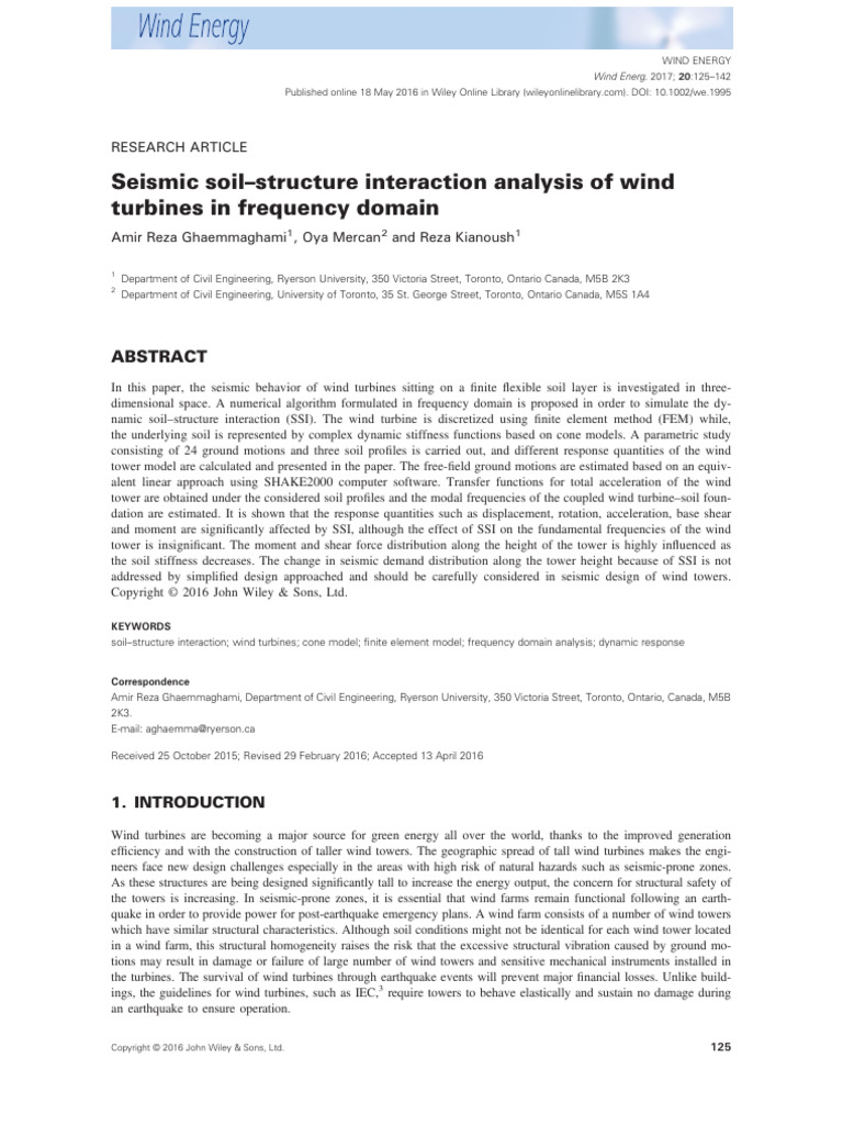 Seismic Analysis of Wind Turbines on Soil | PDF | Bending | Finite ...