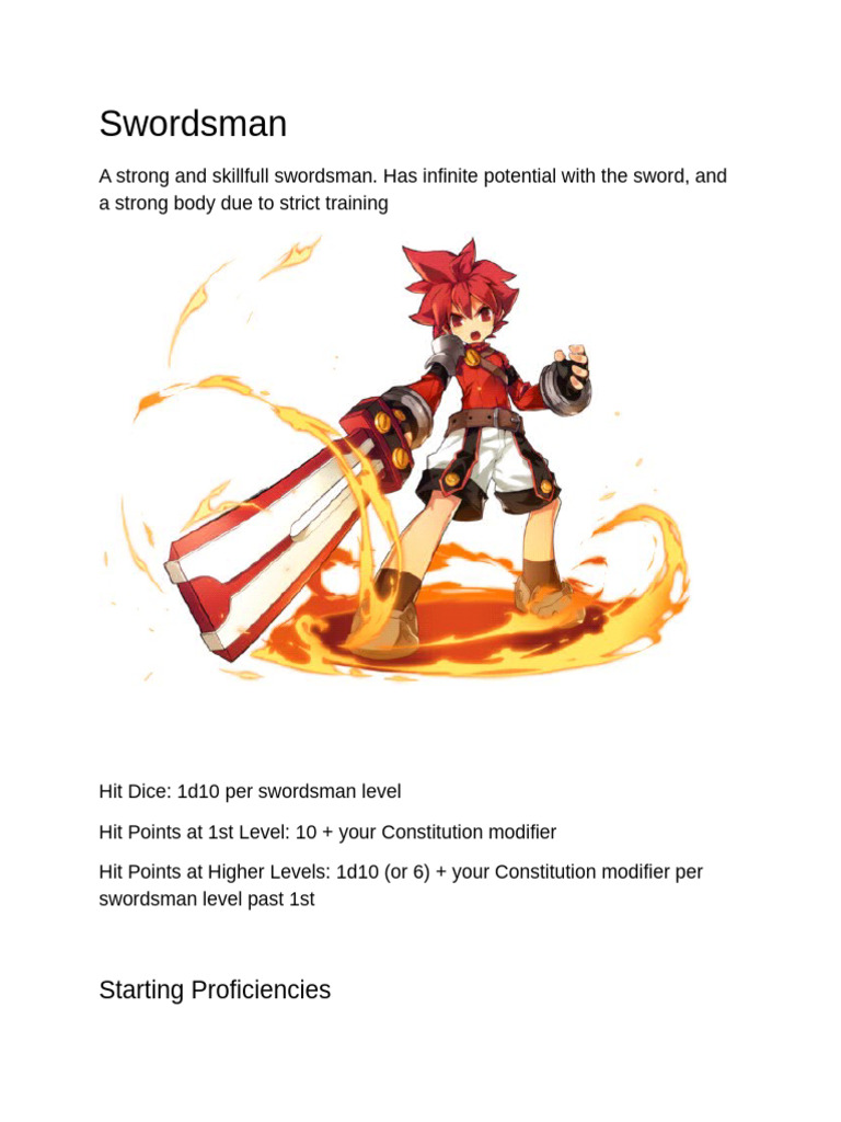 Swordsman Class Guide and Skills | PDF | Sword | Swordsmanship