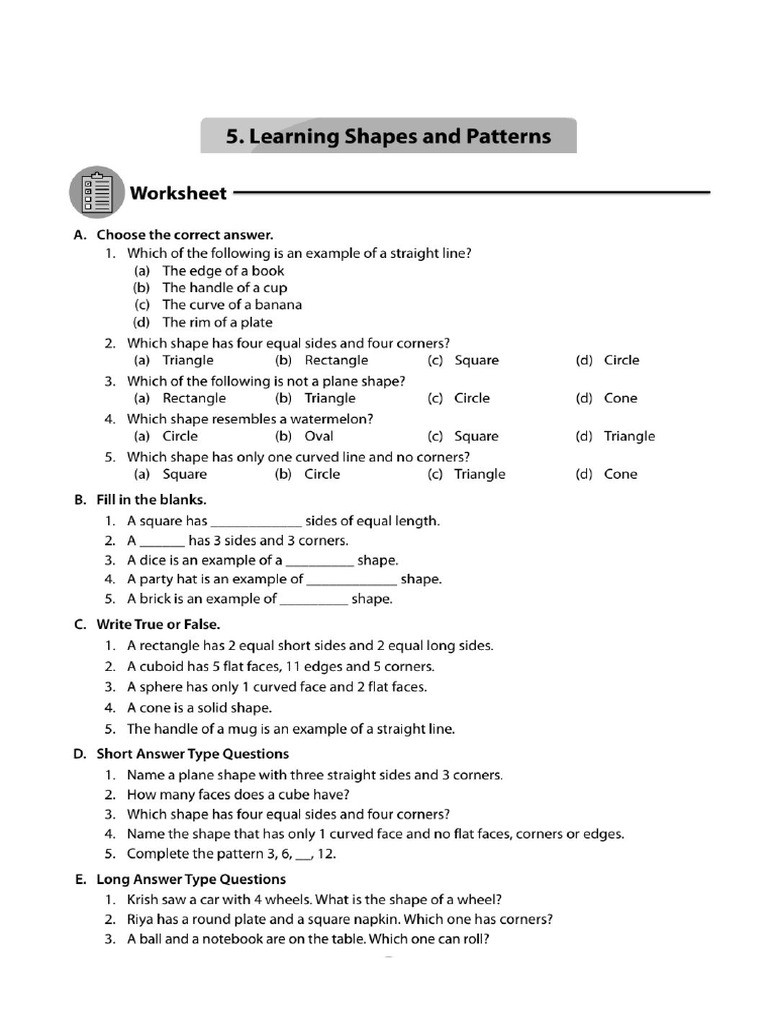 Grade-1 Math - L-5 Learning Shapes and Patterns (Skip QF - Assertion ...