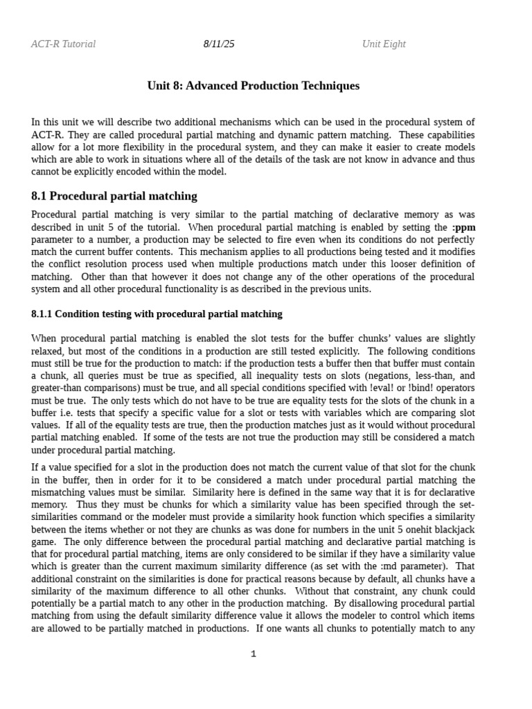 Advanced Production Techniques in ACT-R | PDF | Computer Programming ...