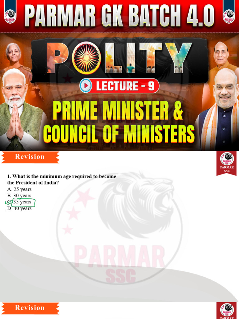 Polity PM & Com Class PDF MCQ Stop | PDF
