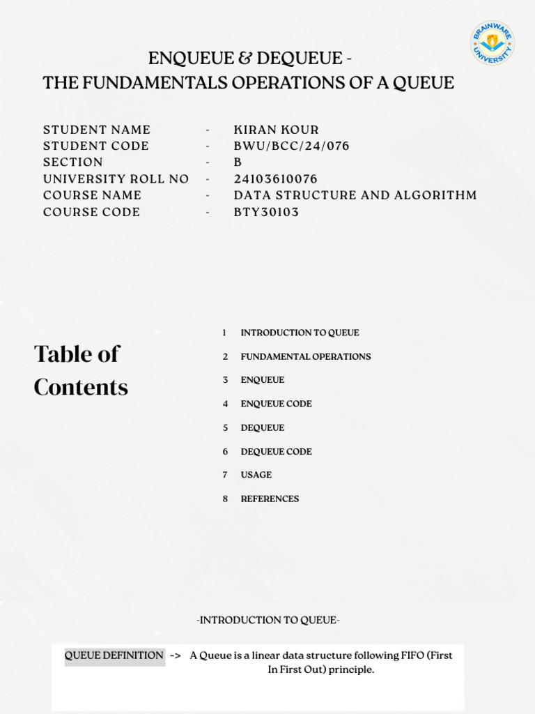 Queue Operations: Enqueue & Dequeue Guide | PDF | Queue (Abstract Data ...