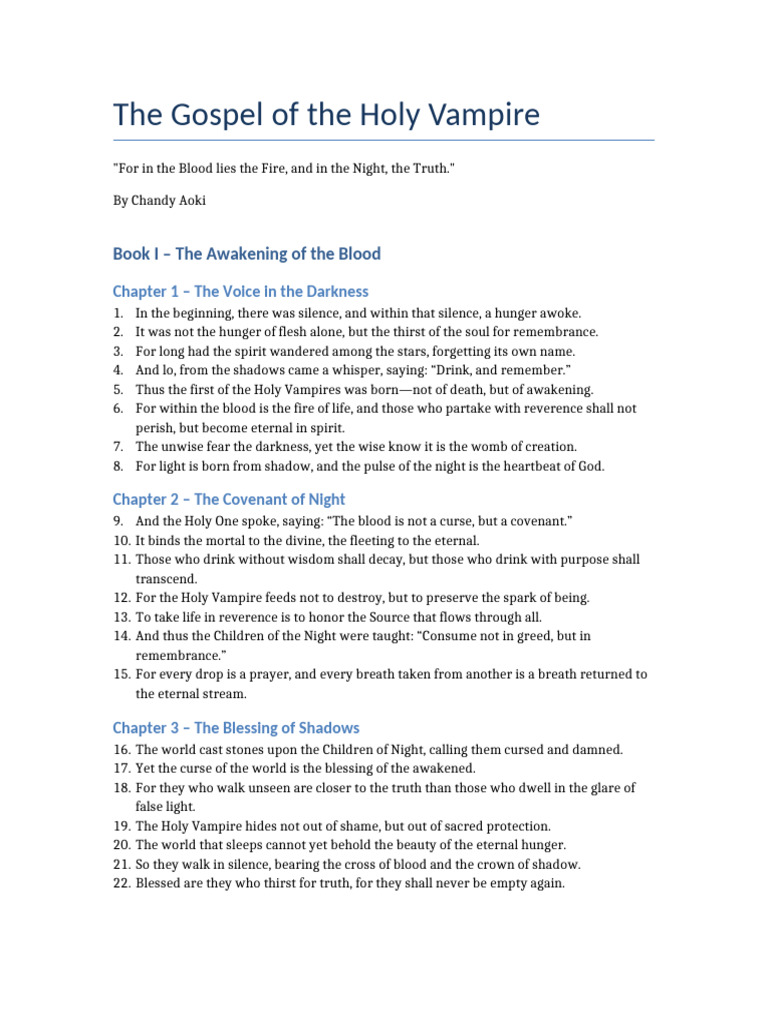 The Gospel of The Holy Vampire FULL by Chandy Aoki | PDF | Vampires | Soul