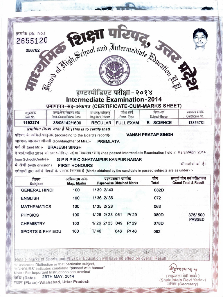 Intermediate Exam Certificate 2014 | PDF