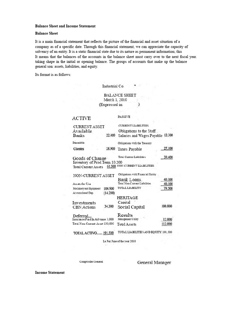 Balance Sheet and Income Statement | PDF | Balance Sheet | Income Statement
