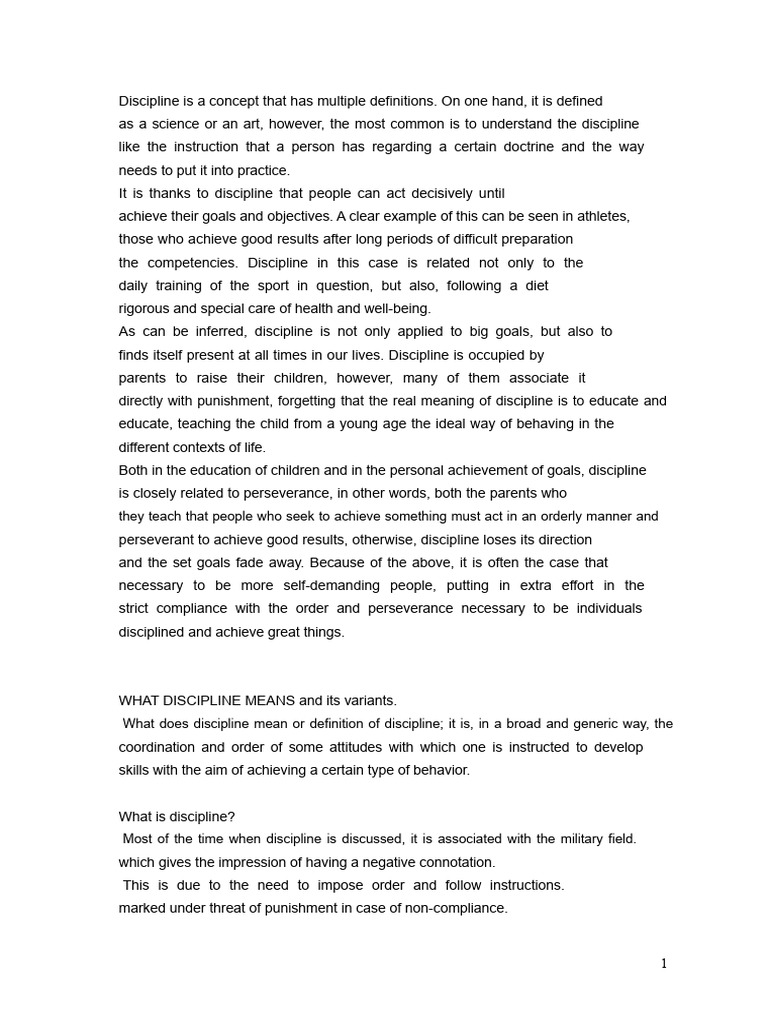 Understanding Discipline: Definitions & Types | PDF | Disciplines ...