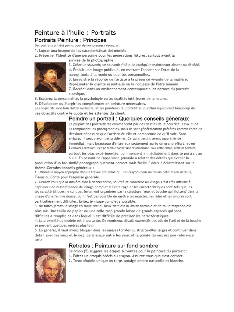 Techniques de peinture à l'huile pour portraits | PDF | Peinture à l ...
