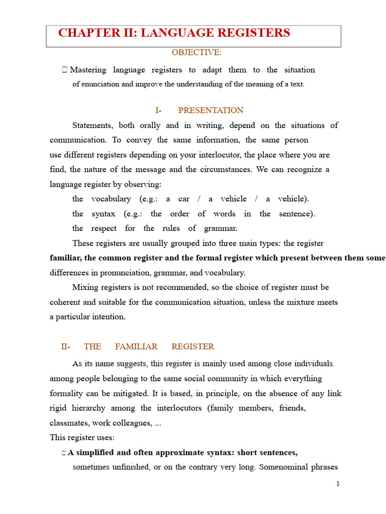 Course Language Register 20-21 VF | PDF | Syntax | Grammar