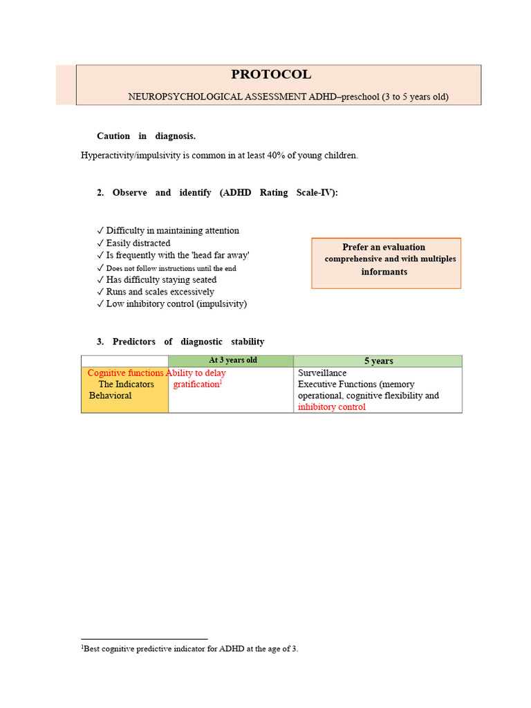 ADHD Assessment Protocol for Preschoolers | PDF | Attention Deficit ...
