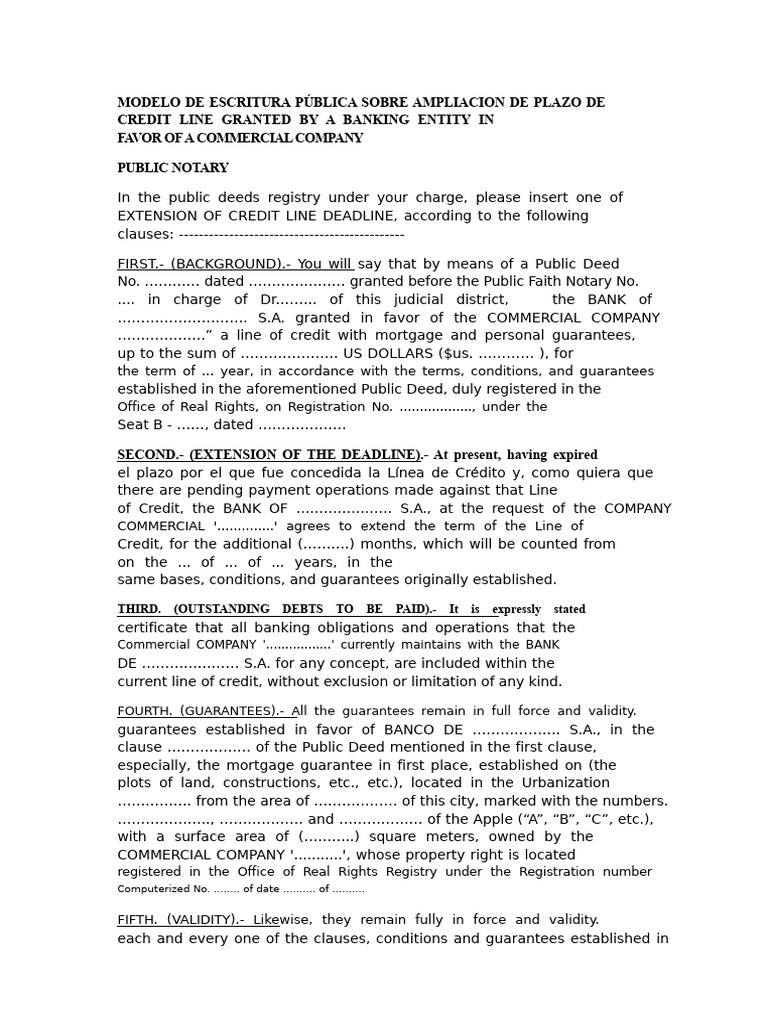 Contract Model On Extension of Credit Line | PDF | Business Law ...