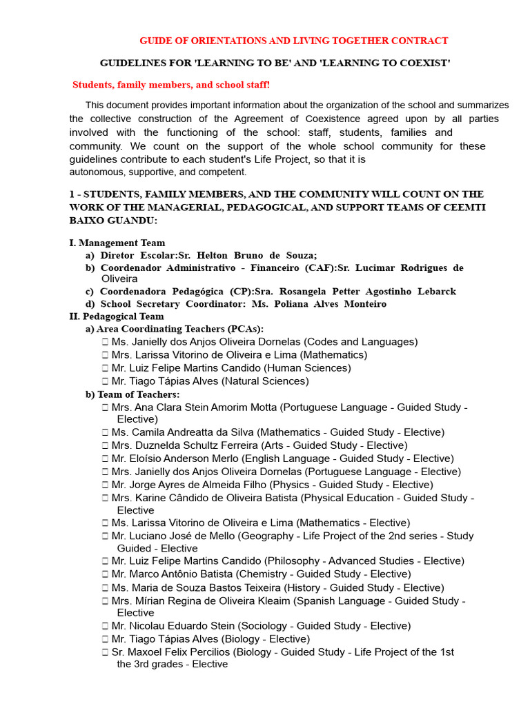 School Coexistence Guidelines Document | PDF