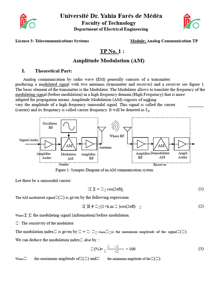 Amplitude Modulation in Analog Communication | PDF | Transmitter ...