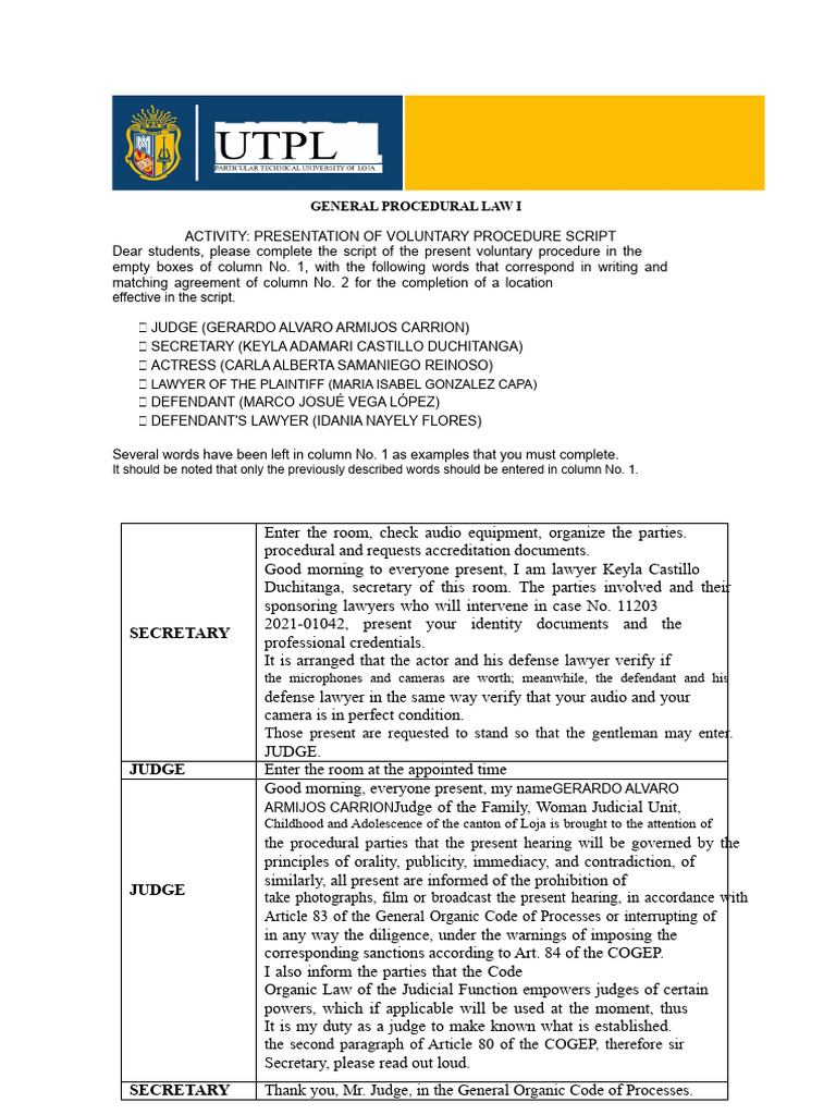Final Voluntary Procedure Script | PDF | Divorce | Annulment
