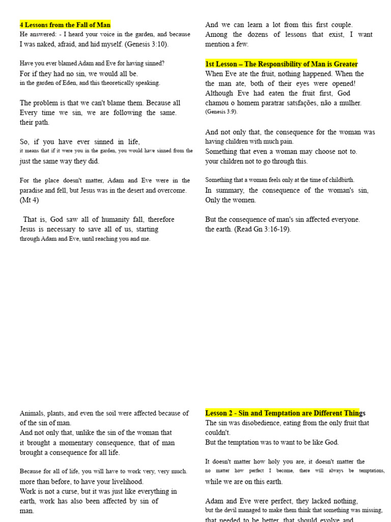 Lessons from the Fall of Man | PDF | Adam And Eve | Eve